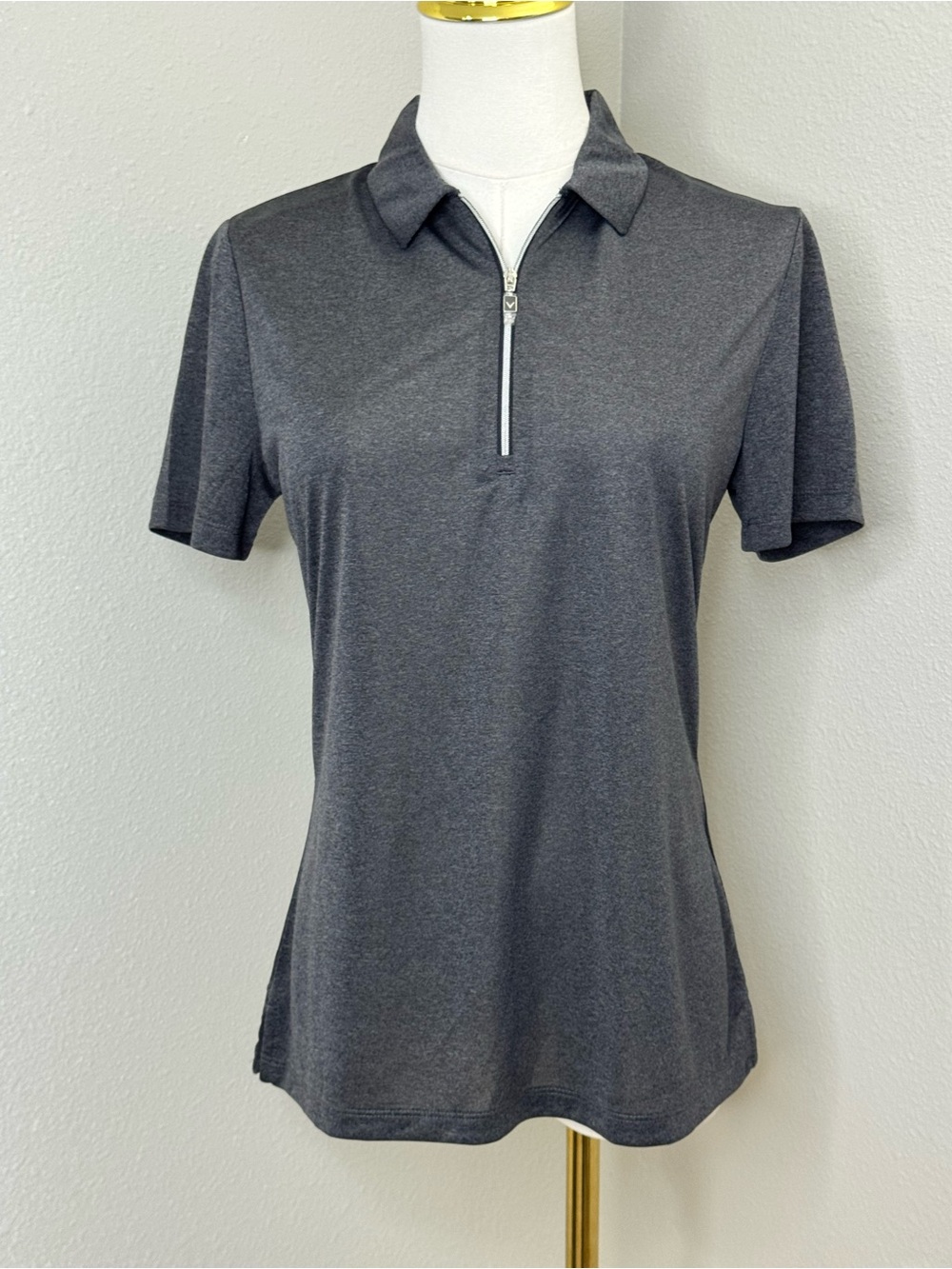 Callaway Heather/BlackGray Quarter Zip Golf Polo Top Size S NWT Opti-Dri Women